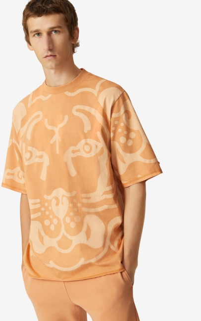 Kenzo Men K-tiger Oversize T-shirt Cognac
